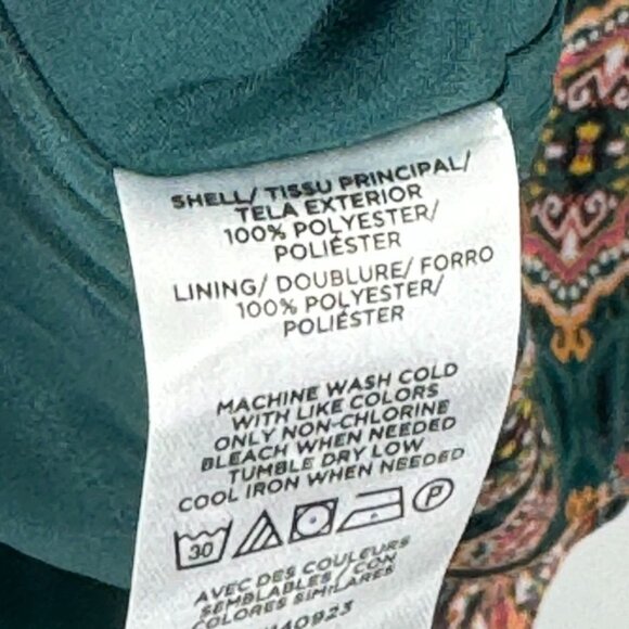 LOFT dress midi Womens Sz Large petite Boho medallion Patterned Belt Green long - Picture 8 of 12